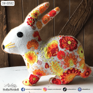 Conejo Decorativo Bordado Otoño